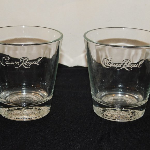 Crown Royal Whiskey Vintage Rocks Glasses Set Of 2